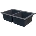 thumbnail image 2 of Transolid Radius 33in x 22in silQ Granite Drop-in Double Bowl Kitchen Sink with 3 CBD Faucet Holes, In Grey, 2 of 4