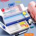 thumbnail image 3 of Boîte de Papeterie portable Multifonctionnelle Garçons double Mot de Passe Grande Capacité Trousse à Crayons Étudiants Filles Enfants double Boîte de Rangement, 3 of 5