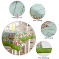 thumbnail image 5 of Rectangle Tablecloth Spill Proof Waterproof Square Table Cover Farmhouse Soft Table Cloth for Rectangle Tables, Easter Eggs and Bunny Spring Green Grass Border Blue Wood Grain Tablecloth 60x84 Inch, 5 of 6