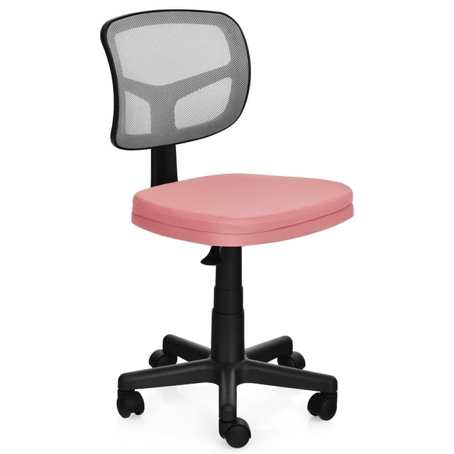 Silla de Oficina Costway Respaldo Bajo Altura Regulable Rosado 50 x 50 x 79-91 cm