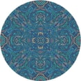 thumbnail image 1 of Ahgly Company Machine Washable Indoor Square Transitional Blue Ivy Blue Area Rugs, 3' Square, 1 of 7