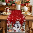 thumbnail image 4 of Red Christmas Cotton Linen Table Runner for Dining Kitchen, Snowman Pine Tree Animals Winter Snowflake Wedding Outdoor Party Tablerunners Decoration, Dresser Scarf Coffee Tablecloth Runners 13"x60", 4 of 9