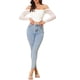 thumbnail image 2 of INSPIRAR CHIC Top Corto de Corsé de Manga Larga Transparente para Mujeres Blusa Off Shoulder Fruncida Push Up Fiesta Bustier con Varillas L Beige, 2 of 6