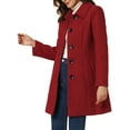 thumbnail image 4 of Abrigo de mujer Inspire Chic de un solo botón, de manga larga, largo hasta la túnica, abrigo de invierno con bolsillos, talla L, rojo oscuro, 4 of 6