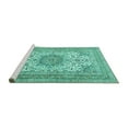 thumbnail image 2 of Ahgly Company Machine Washable Indoor Rectangle Medallion Turquoise Blue Traditional Area Rugs, 4' x 6', 2 of 4