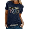 thumbnail image 4 of Trendfront Womens Vintage 1970 T Shirts Letter Graphic V Neck Casual Short Sleeve Loose Fit Tops Trendy Fashion Tee Pullover Daily Wear, 4 of 7