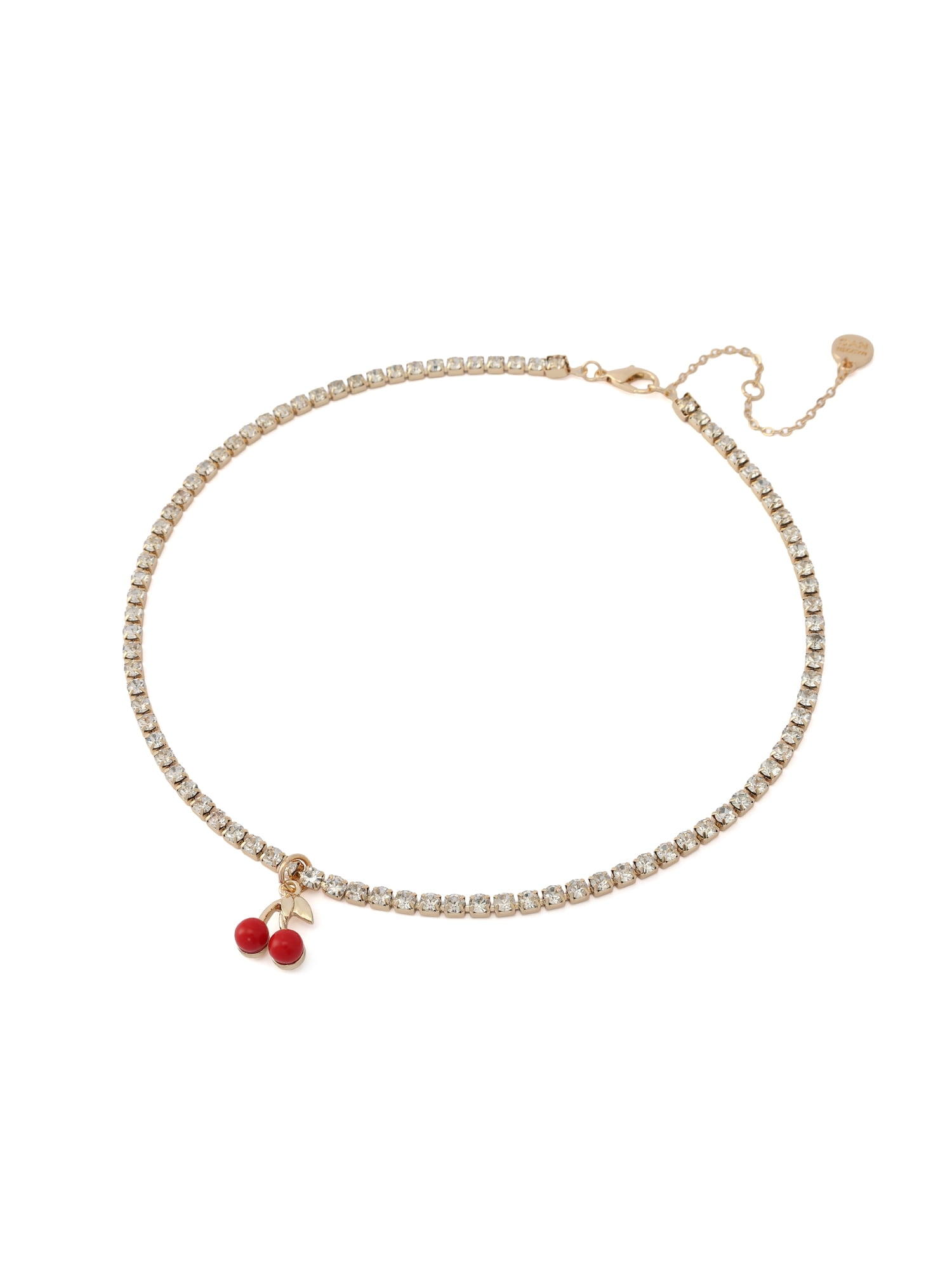 Madden NYC Women's Fashion Gold-Tone Cherry Pendant Tennis Necklace