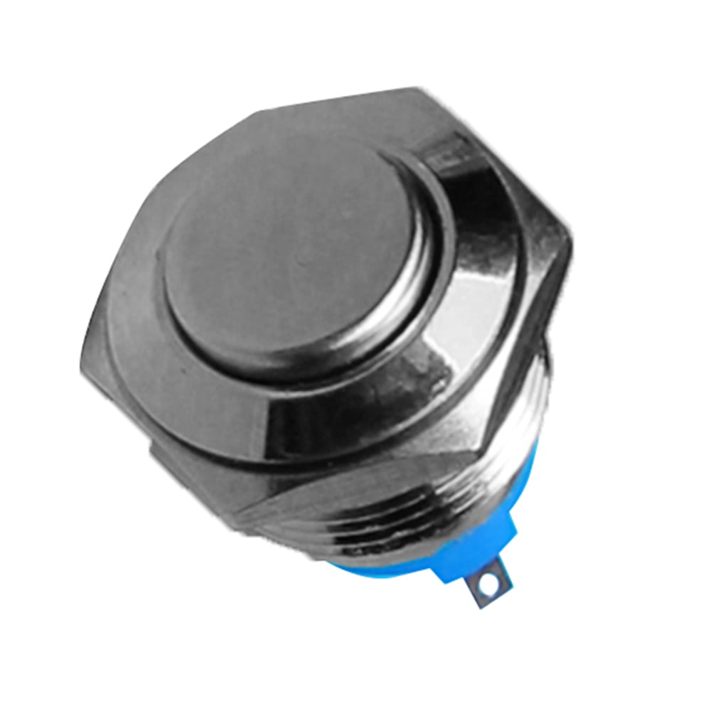 SMAKN® 16mm Flat Resetable 3A 250V AC Screw Metal Flat Momentary Push Button Switch Momentary contact switch 