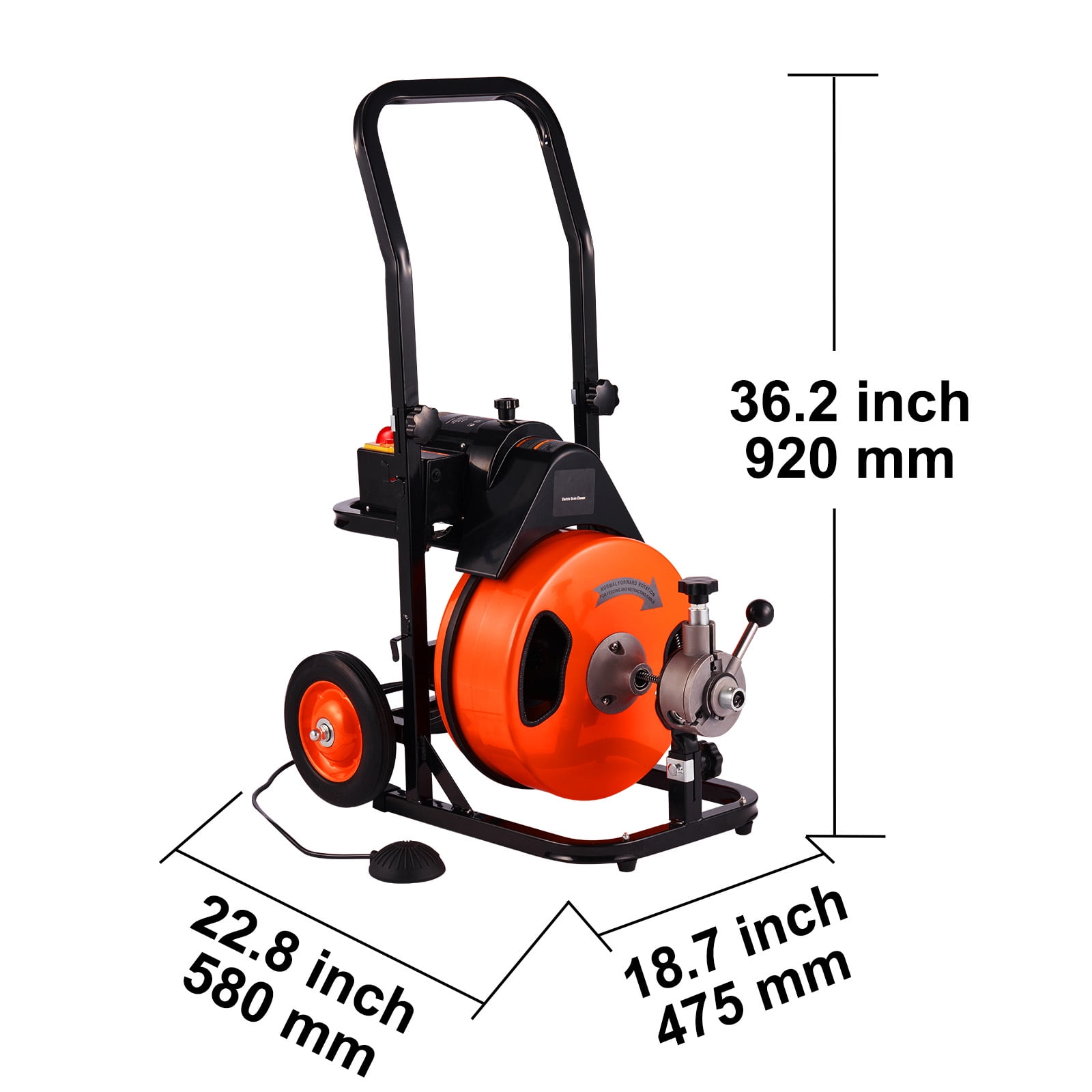 BENTISM Drain Cleaner Machine 75ft x 1/2 in, Electric Drain Auger 1800 RPM Auto Feed Drain Cleaner Machine Commercial Sewer Snake Drill