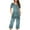 Navy, variant on Women's Pajama Set Short Sleeve Shirt and Capri Pants Sleepwear Pjs Sets with Pockets Navy XXL