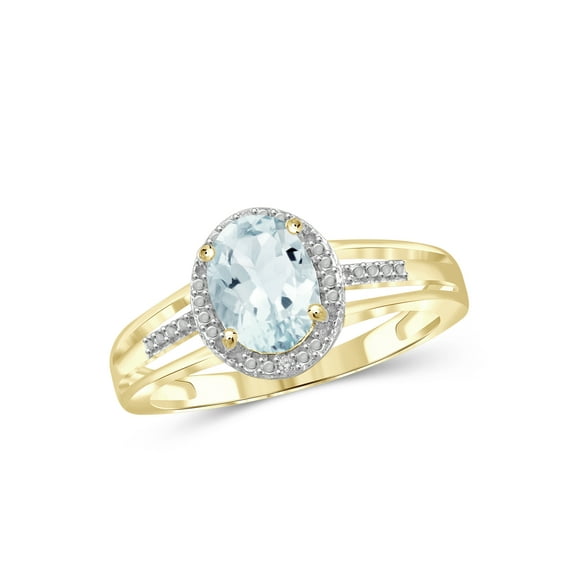 JewelersClub 1 1/7 Carat T.G.W. Aquamarine And White Diamond Accent 14K Gold Over Silver Ring