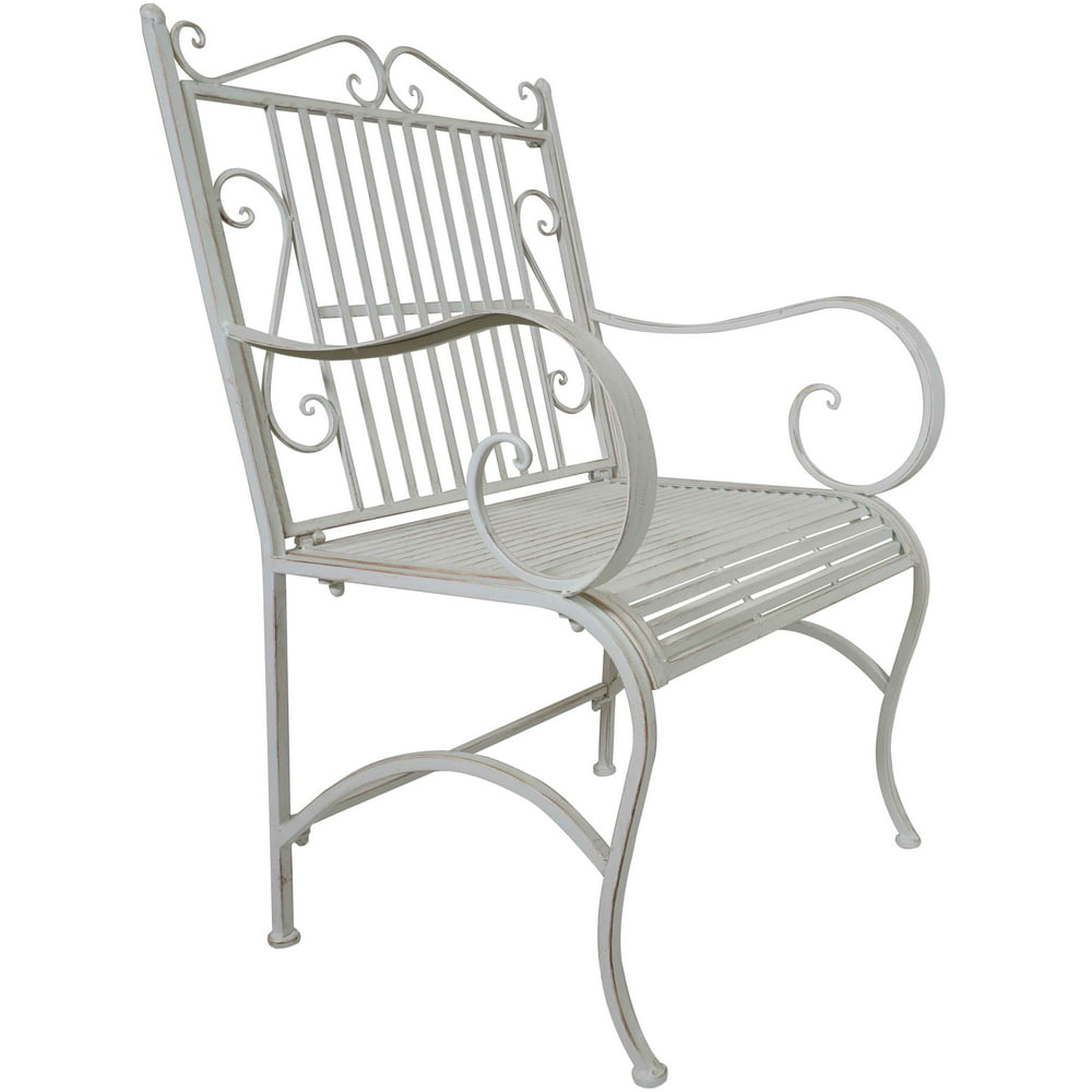 Titan Outdoor Antique White Metal Chair Porch Patio Garden