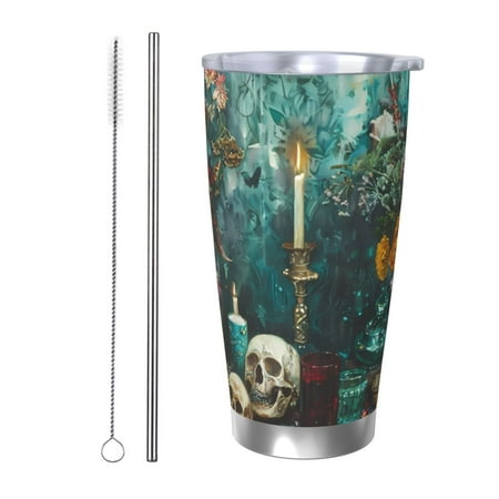 

Gukieu Baroque Floral Still Life Print 20OZ Car Cup Vacuum Stainless Steel Leak-proof Thermos Cup Unisex Suitable for Home Outdoor and Sports-Straw Two-piece Set