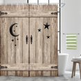 thumbnail image 2 of Country Barn Door Shower Curtain, Rustic Wooden Wood Islam Crescent Moon and Star Shower Curtain Set, Modern Farmhouse Bathroon Shower Curtain, Fabric Shower Curtain, Hooks Included,, 2 of 6