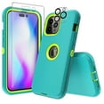 thumbnail image 1 of Xhy iPhone 14 Pro Case with Screen and Lens Protector Military Grade Heavy Duty Protection 3 in 1 Shockproof Armor Rugged Durable Detachable for iPhone 14 Pro 6.1 inch 2022 Phone - Green+Yellow, 1 of 6
