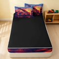 thumbnail image 4 of Erosebridal Fire Truck Zipper Full Size Comforter Sets with Fitted Sheet and 2 Pillowcases, Firefighter Zipper Bedding Set, Sunset City, Black Reversible, 4 of 7