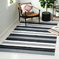 thumbnail image 2 of SAFAVIEH Striped Kilim Emma Striped Polyester Area Rug, Black/Ivory, 7' x 7' Square, 2 of 8