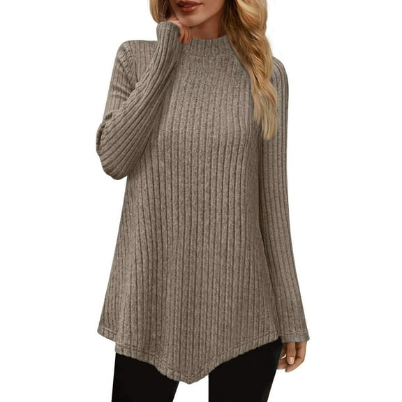 XFLWAM Turtleneck Tops for Women Cozy Sweaters Trendy Mock Neck Long Sleeve Shirts Tunic Tops to Wear with Leggings