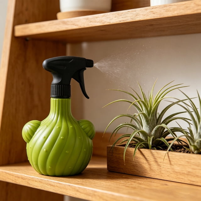 Ohmyroo Cactus Squeeze Spray Bottle 8.8 Inch Green Plastic Fine Mist Sprayer Suiting Care