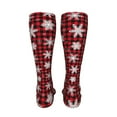 thumbnail image 6 of Rateoe Snowflakes On A Buffalo Plaid Christmas print Women's Men's Novelty 20in Crew Socks Cotton Socks Knee High Socks for Walking,Running,Nurses,Pregnancy-One Size, 6 of 8
