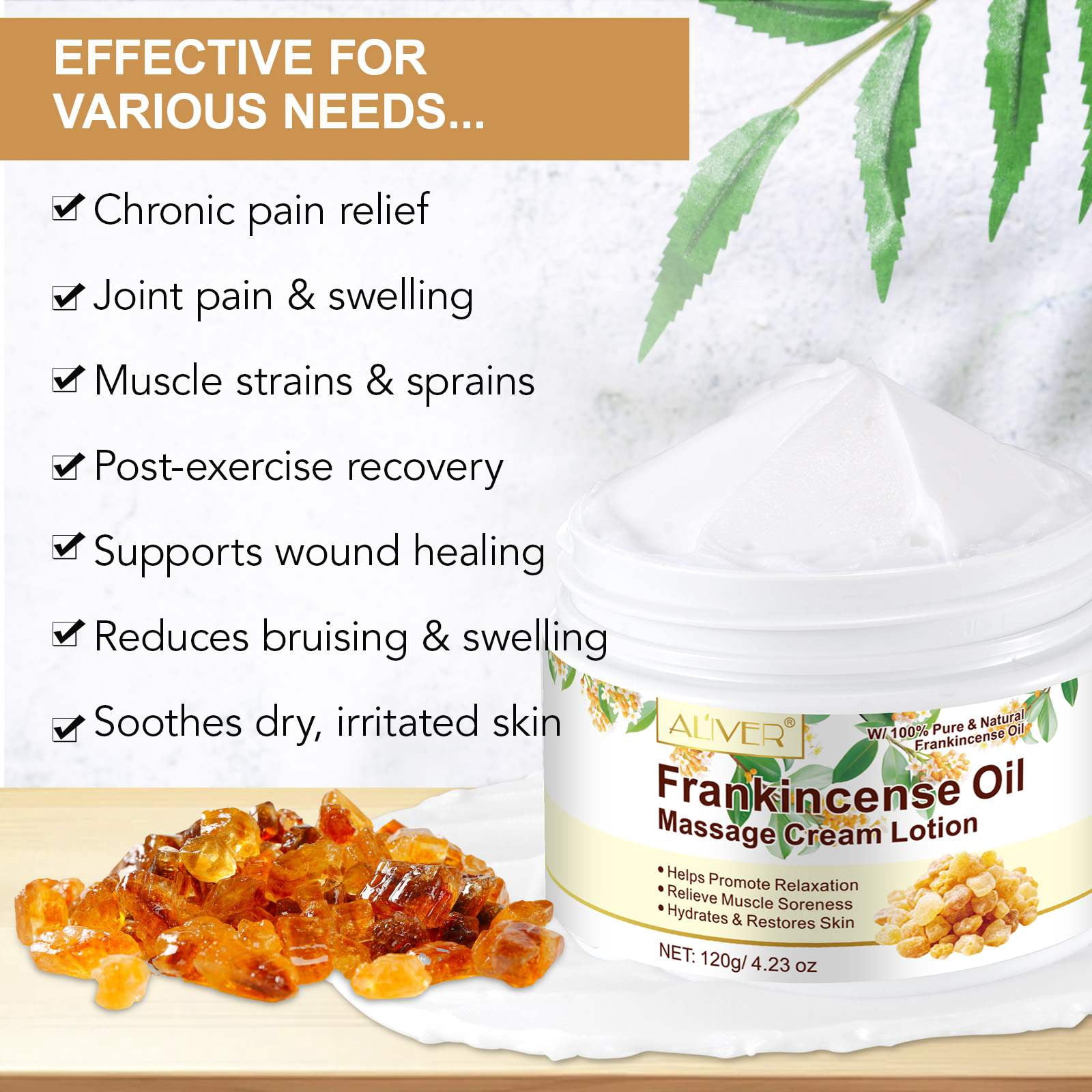 Frankincense Oil Cream for Hydrate Skin, Massage Lotion for Body, Better Relaxation & Stress Relief, Rich in Vitamin E, 3 Pack