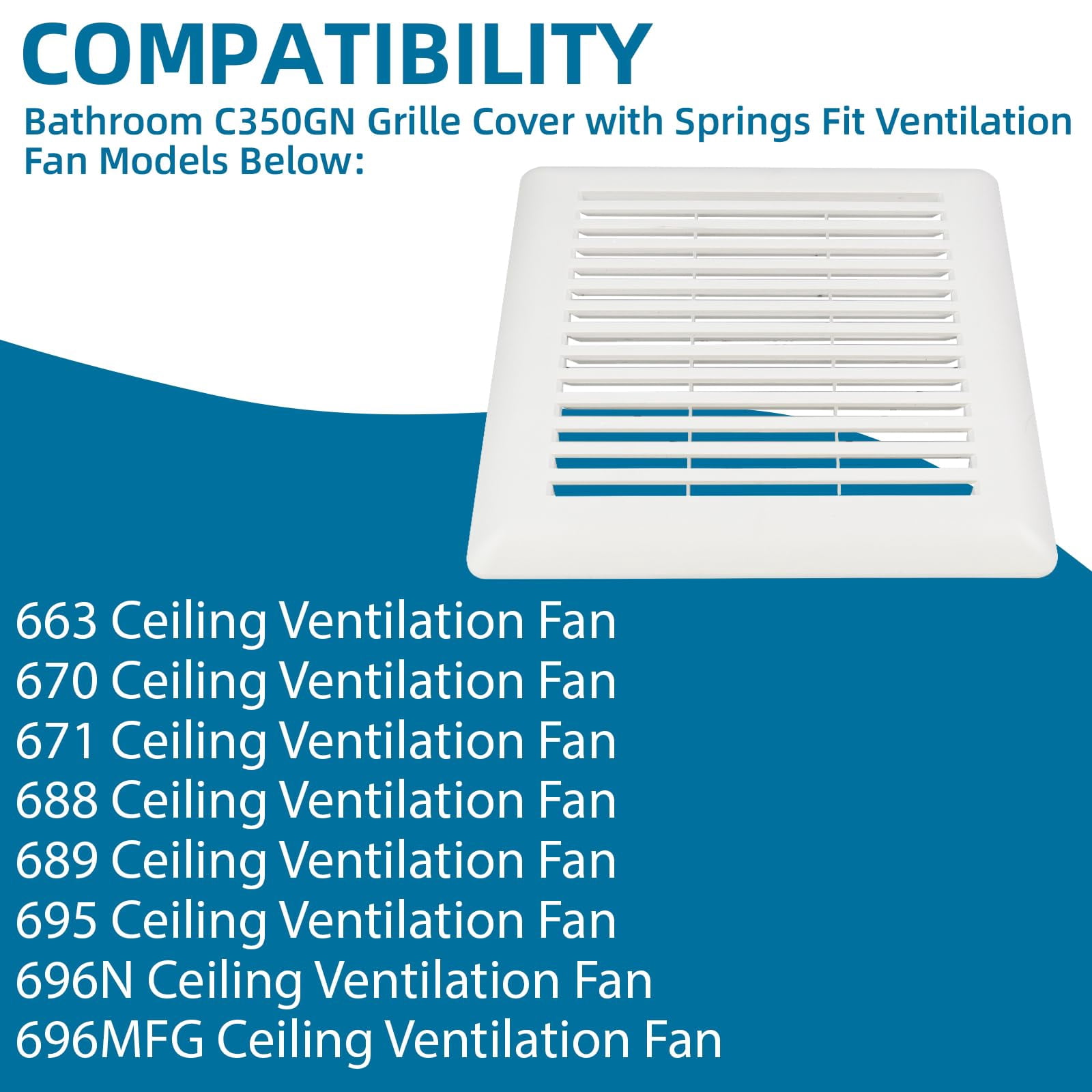 696n-r02 B Unit&replacement C350gn Grille For Broan-nutone 688 696n 670  671 689 695 696mfg 663 Bathroom Cover With Springs Nutone 695 Ventilation Fan Bath Motor Kit