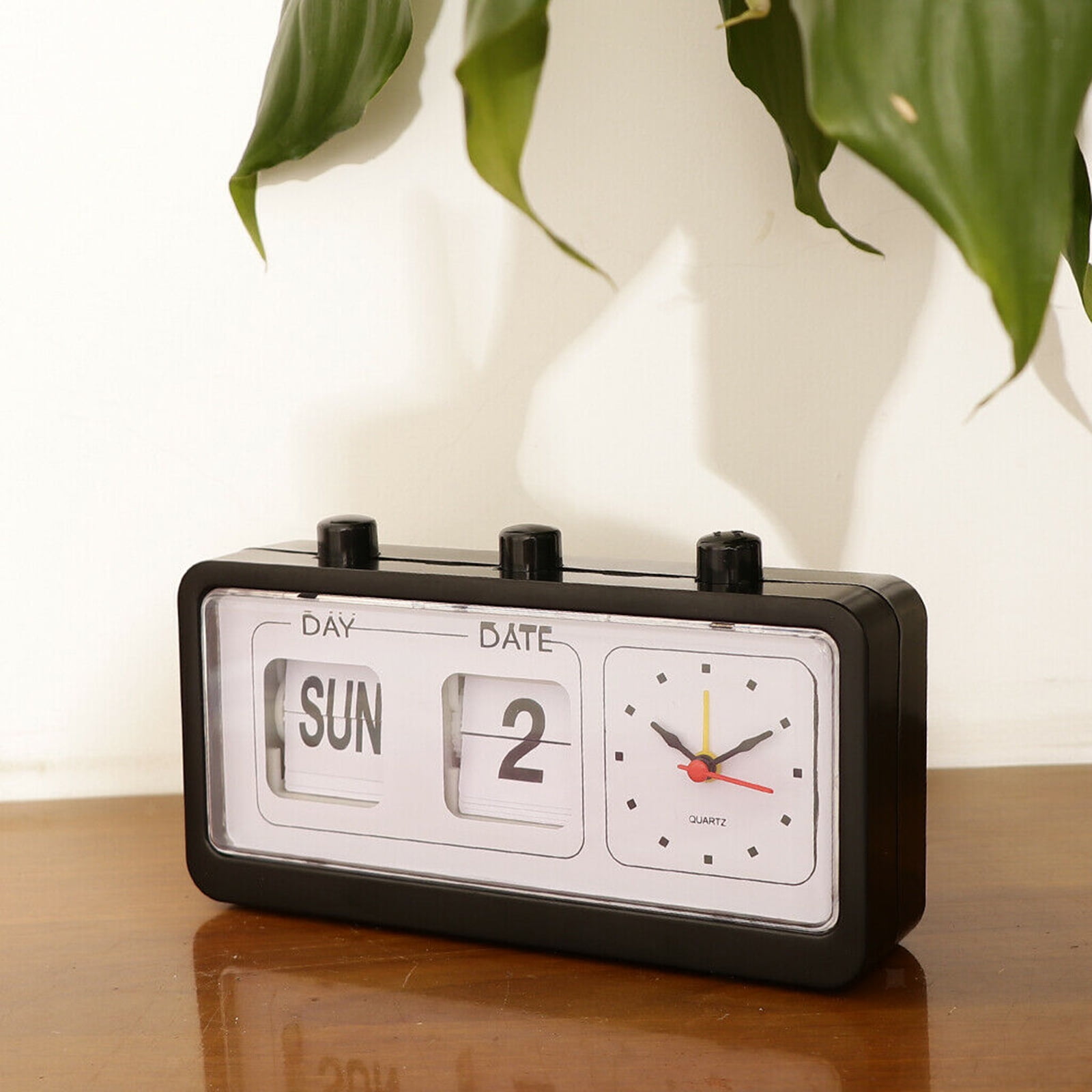 Clock alarm clock jumping calendar clock calendar clock square clock black  clockretro,calendar flip, bedside square clock - walmart.com