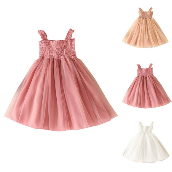 NJDVHB Summer Dress for Toddler,Toddler Girl Beach Dress,Girls Party Dress,Girls Sleeveless Printed Dress Fashionable And Casual Princess Dress,Pink,130