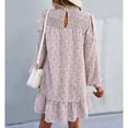 thumbnail image 4 of Vestido de mujer casual de moda patrón floral suelto escote redondo para citas trabajo hogar blanco S, 4 of 6
