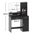 thumbnail image 2 of Vastcury Modern Makeup Vanity Desk with Mirror and LED Light Strip, Dressing Table with 2 Drawer and 3 Level Storage Dresser for Bedroom, Black, 2 of 7