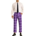 thumbnail image 2 of INSPIRE CHIC Plaid Pants for Men's Color Block Slim Fit Flat Front Checked Dress Pants L Purple, 2 of 4