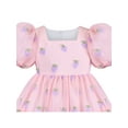 thumbnail image 4 of Girls Dress Pink Embroidery Square Neck Lantern Puff Short Sleeve 5 Years, 4 of 6