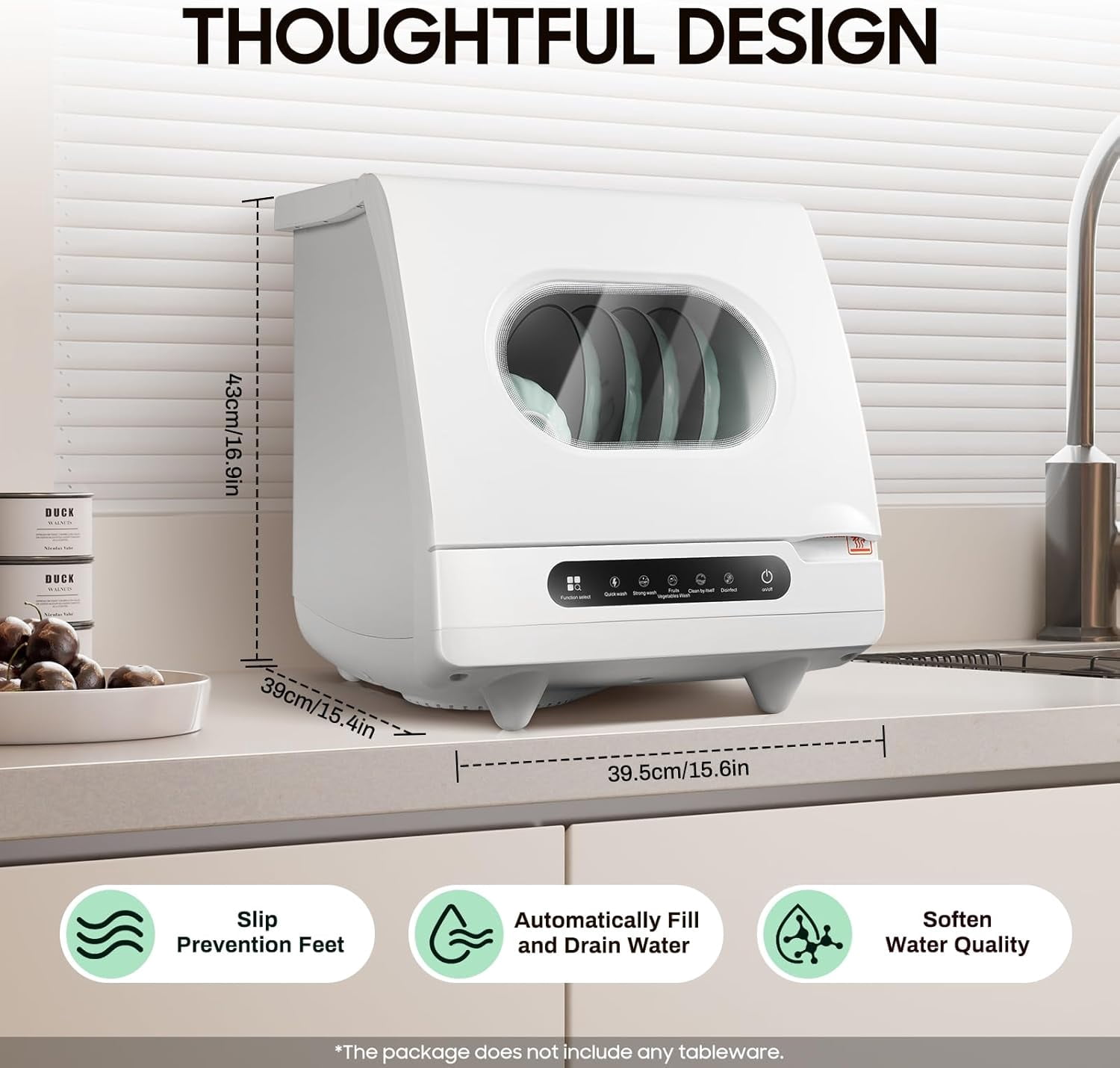 Miumaeov Portable Dishwasher Countertop, Mini Dishwasher with 5 Programs161.6℉ High-Temp& Air-Dry Function for Apartments Boats Campers RVS