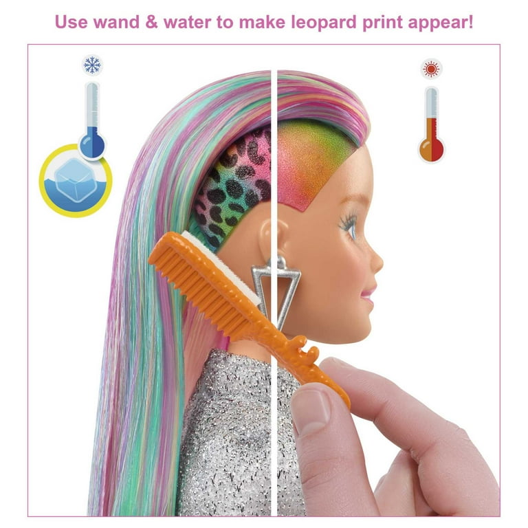 Barbie Leopard Rainbow Hair Doll with Color-Change Hair