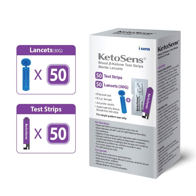 Tiras reactivas de cetonas en sangre y lancetas KetoSens 50 Tiras reactivas