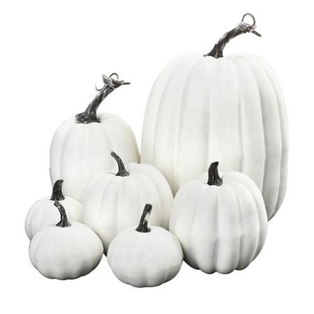 Xsylife 7Pcs Assorted Sizes Halloween Pumpkin Model Artificial Craft Fall Harvest Thanksgiving Decoration