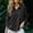A774 Black, variant on Linen Blouse for Women V Neck Notch Collar Three Quarter Sleeve Casual Loose Fit Solid Textured Fabric Soft Breathable Officewear Tunic Top