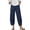 *Blue, variant on Women's Cotton-Linen Cropped Pants,Crochet Lace Trim Trousers For Women,Ladies Tulip Hem Boho Casual Pants with Pockets,White,S-3XL