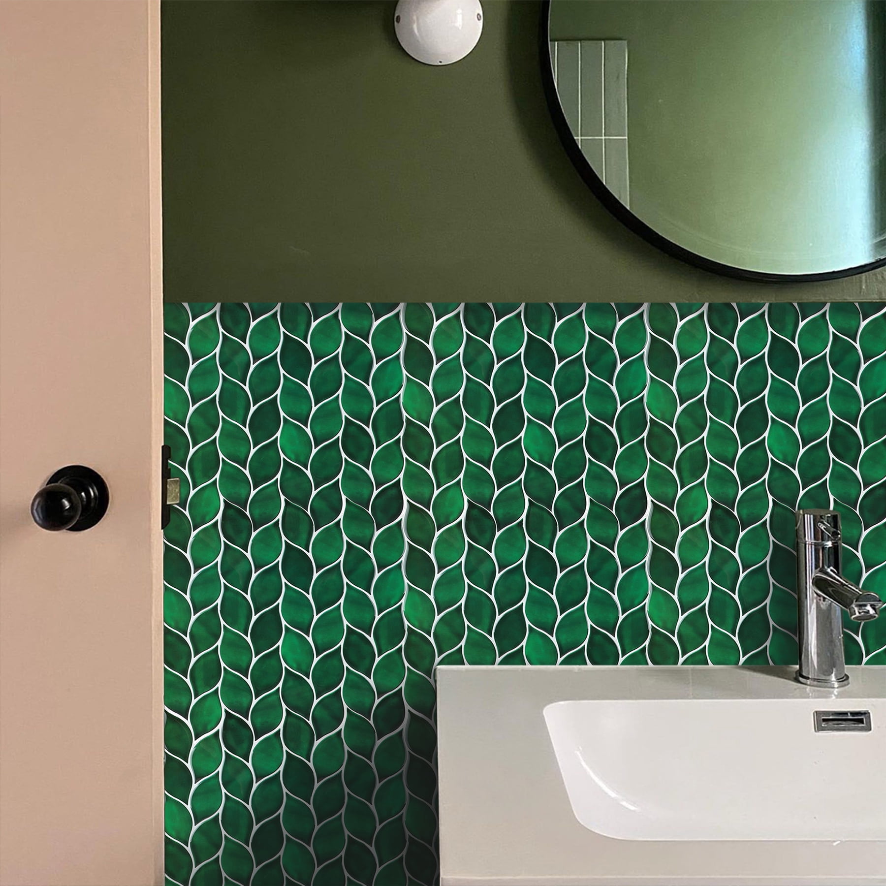 Peel and Stick Backsplash Leaf Tile, 10-Sheet Self-Adhesive Kitchen Backsplash Stick on Wall Tiles for Bathroom