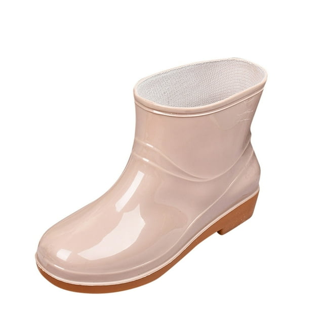 Bottes de Pluie Élégantes pour Femmes à Talons Bas et Bout Rond avec Design à Boucle pour un Confort par Tous les Temps