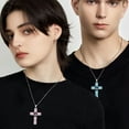 thumbnail image 3 of Jewmon 925 Sterling Silver Cross Necklace October Birthstone Necklace for Women Mens Cross Pendant Birthstone Jewelry Christmas Day Gift for Mom Wife Girlfriend, 3 of 9