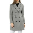 thumbnail image 1 of Abrigo de invierno para mujer INSPIRE CHIC con solapa muesca, abrigo de trench de doble botonadura, gris, 1 of 7