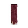 thumbnail image 3 of BLISSFUL STEP Women's Ankle Boots Faux Suede Chunky Heel Side Zipper Slouch Shaft Boots Burgundy 7.5, 3 of 8