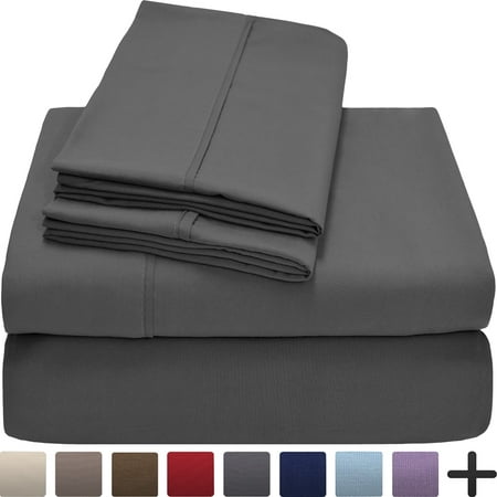 Premium 1800 Ultra-Soft Microfiber Collection Sheet Set - Double Brushed - Hypoallergenic - Wrinkle Resistant - Deep Pocket (King, Grey)