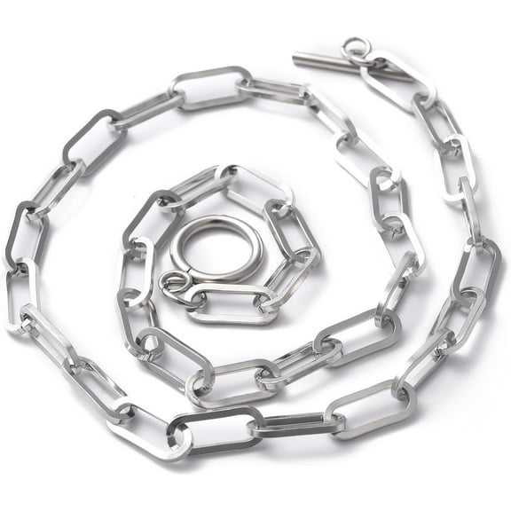 1Pc Paperclip Chain Necklace 17.99 Inch Silver Color Stainless Steel Link Necklace diy