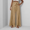thumbnail image 5 of FRSASU Women's Wide Leg Pants Solid Color Beach Lightweight High Waisted Loose Slit Travel Pants Sun Protective Beige L(L), 5 of 9