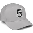 thumbnail image 2 of Daxton Premium Mid Profile Hat Semi Curved Visor Light Grey Cap White Black Gothic Embroidered, Number 5, 2 of 4