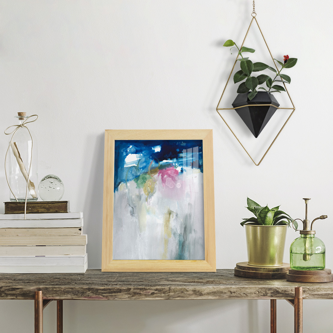 Rising I - Framed Print w/glass - Natural Wood