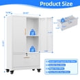thumbnail image 5 of Gaeanet 1 Drawer Wide Lateral File Cabinet with Wheels & Lock,Metal Filing Storage Cabinet with Doors &,Shelf for Office,Home,School,Garage,Fit A4/Letter/Legal File,White,Required-Assembly, 5 of 11