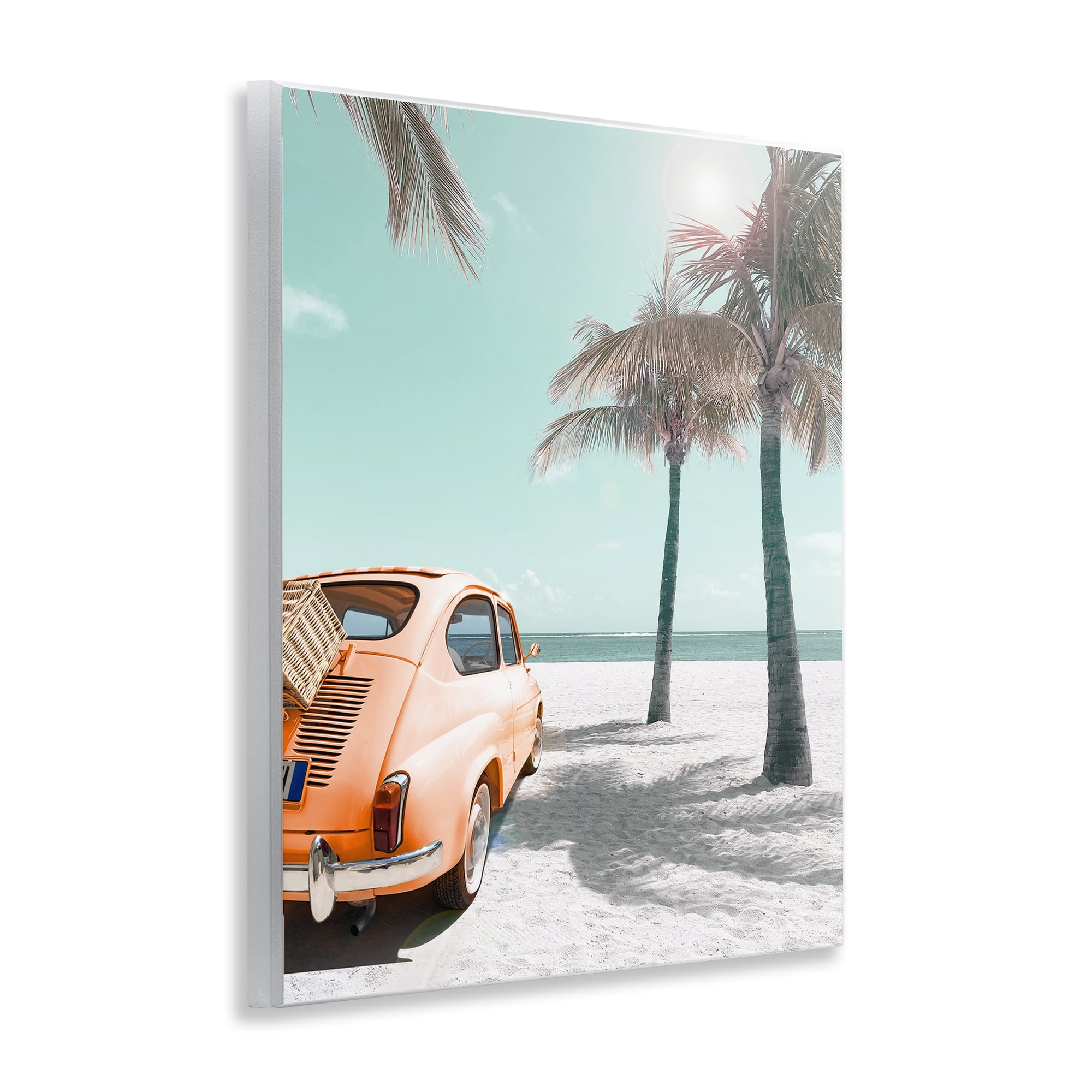 Stupell Industries Orange Car on Beach Coastal Painting Unframed Art Print Wall Art, 11 x 14